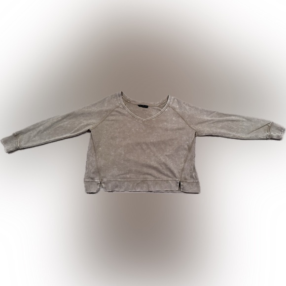 Jane and Delancey Tops - Jane + Delancey cropped olive brown washed top Large